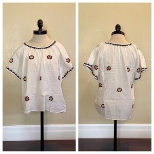 Madewell Embroidered Flutter-Sleeve Top Lighthouse Size Medium